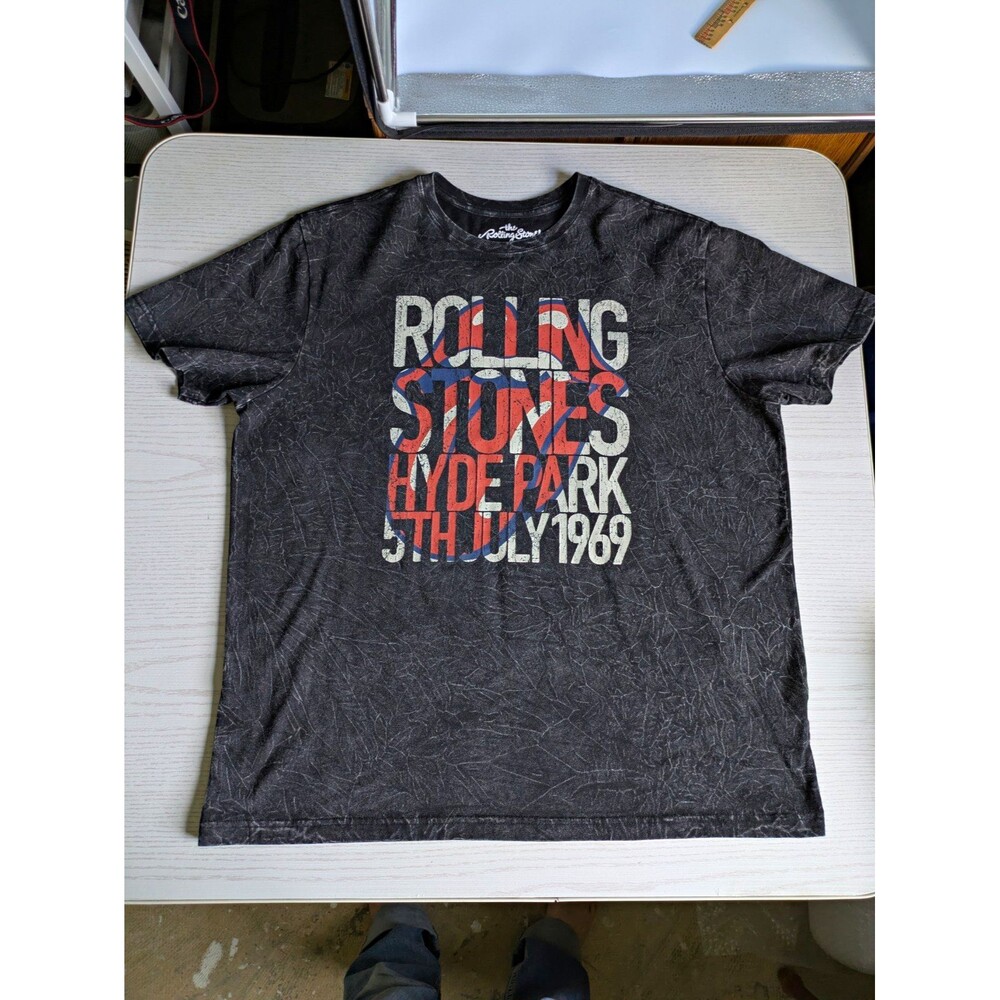 The Rolling Stones Hyde Park 1969 Graphic Tongue Logo Tee Men’s 2XL Black